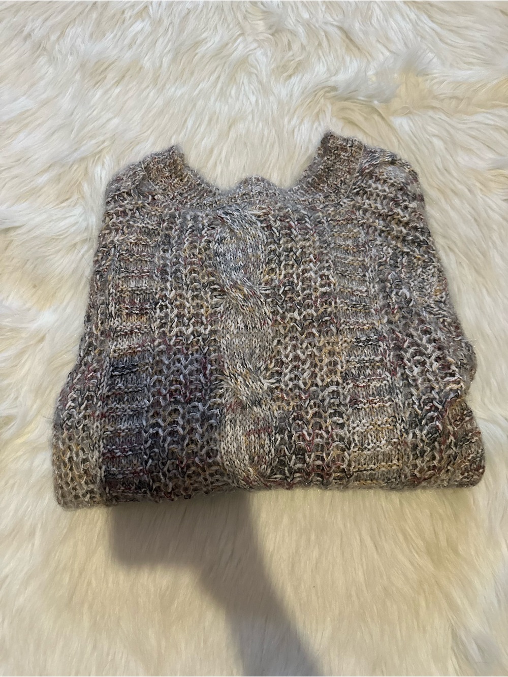 Zaful Multicolor Cable Knit Scoop Neck Sweater Size M
